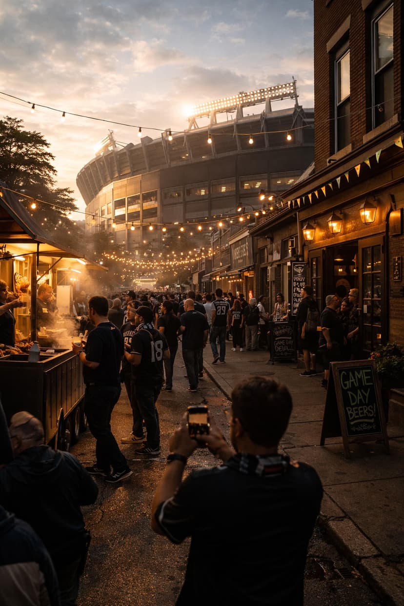 Game day atmosphere in the stadium neighborhood