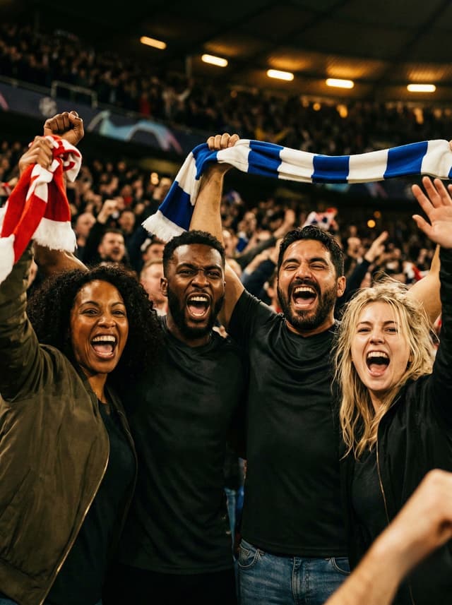 Fans celebrating at a local bar